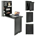 thumbnail image 1 of Gymax Bureau d'Ordinateur Mural Convertible, Bureau Flottant avec Bibliothèques de Rangement, Noir, 1 of 10