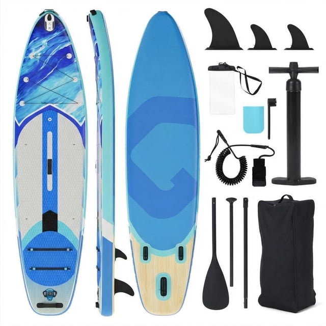 Inflatable Stand Up Paddle Board with Premium SUP Accessories ,11 Inch Inflatable Ultra-Light Paddle Board with Wide Stable Structure for Adults & Youth of All Skill Levels,450LB Capacity