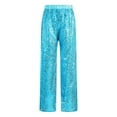 thumbnail image 3 of HULIJA Kids Girls Sequin Modern Jazz Dance Pants Disco Party Flared Trousers Wide Leg Bell Bottoms Light Blue 8, 3 of 7