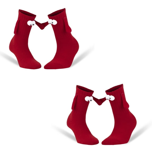 2-Pack Magnetic Connection Socks for Couples - Fun Holding Hands Design, Fits Shoe Size 5-10
