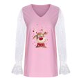 thumbnail image 4 of Pntutb Chaqueta de encaje con cuello en V de primavera para mujer Blusa de otoño e invierno con estampado navideño Pntutb Pntutb-2187, 4 of 6