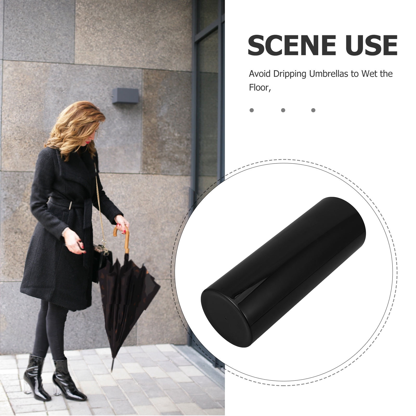 MLINS Umbrella Holder for Entryway 15.72 Inch Plastic Round Umbrella Stand Rack Keeps Floors Dry Tidy Storage Bin