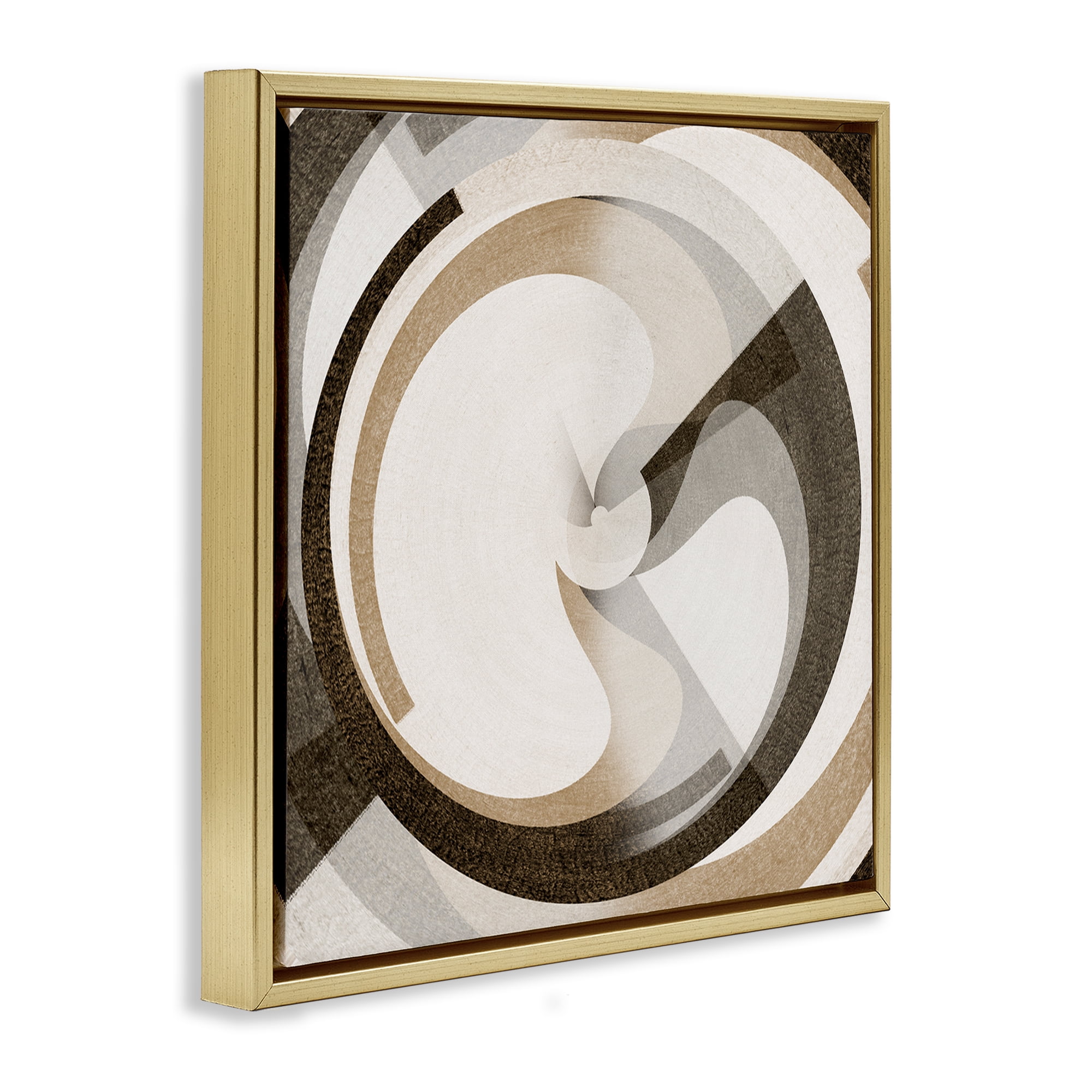 Stupell Industries Neutral Tones Vortex Abstract Painting Gold Floater Framed Canvas Art Print Wall Art, 25 x 25