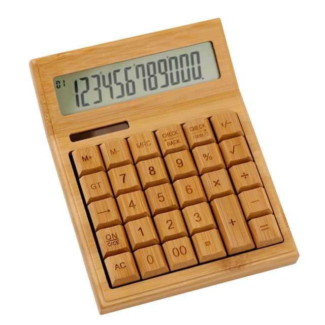 Calculadora Solar De Bambú 12 Dígitos 29 Teclas Pantalla Lcd Calculadora De Oficina Útiles Escolares (Cs30) Eigraketly TO003411-00