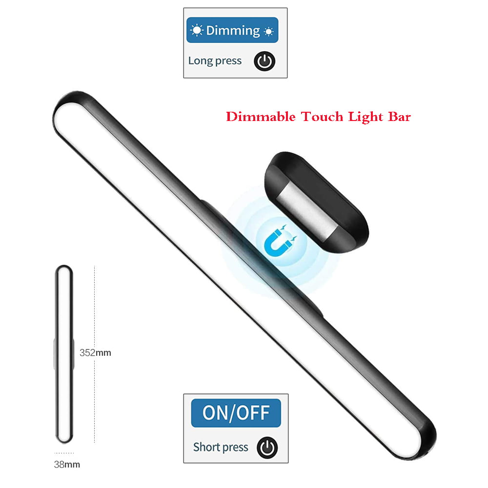 Bedside Dimmable Touch Light Bar with 2000mAh Battery and Stick Magnet Mount,Jornarshar Wireless Stick on Lights for Reading Makeup Mirror 3 Color Temperature Study Under Cabinet Lighting Closet 