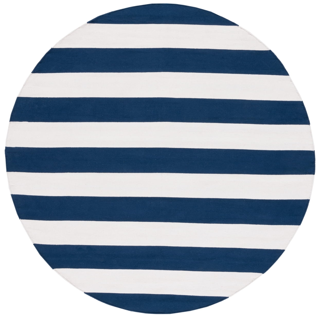 SAFAVIEH Montauk Saranna Geometric Cotton Area Rug, Navy/Ivory, 5' x 5' Square
