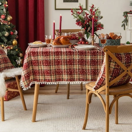 Christmas Tablecloth Table Linen Decoration Hairball Western Dining Mat Cotton, and Snowflake