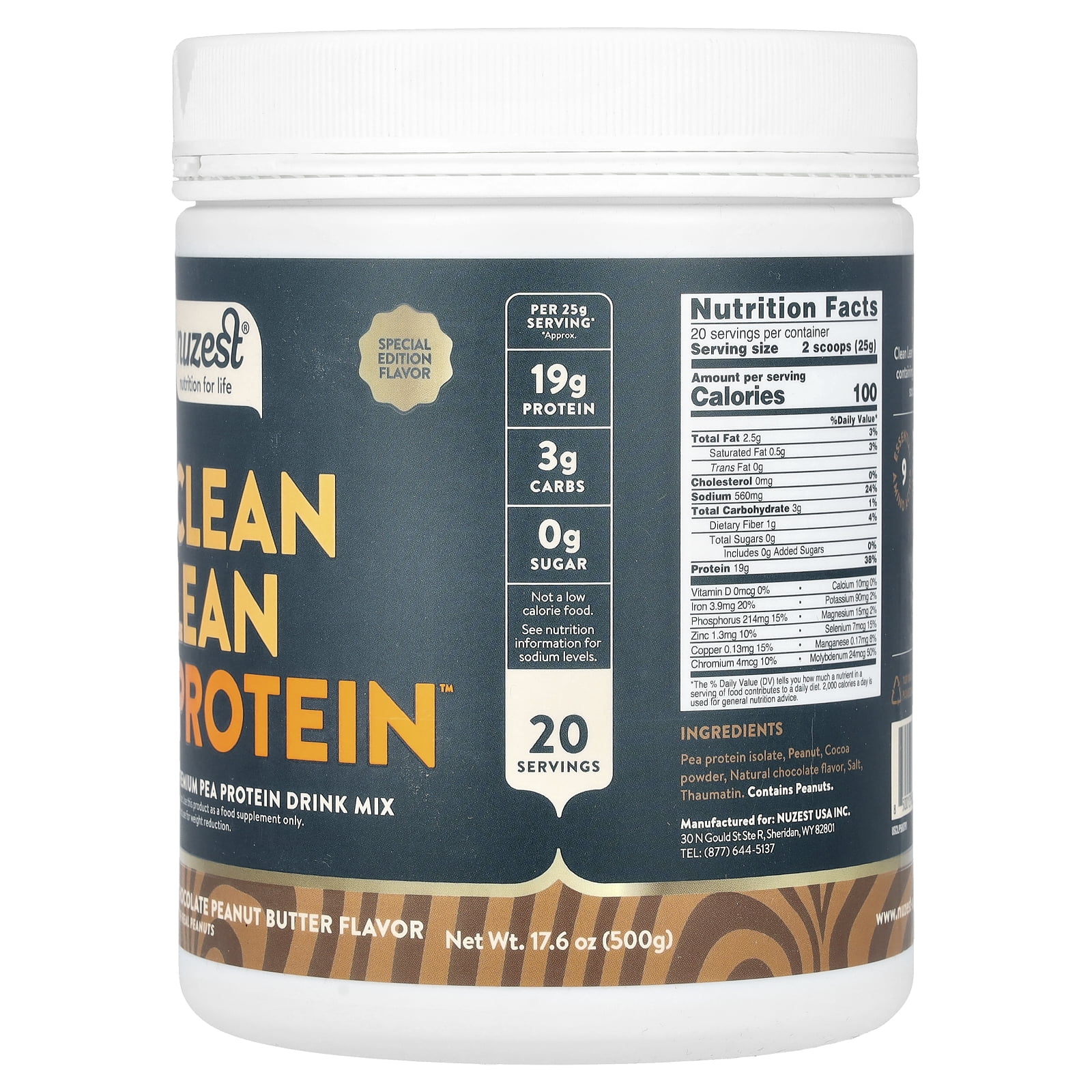 Nuzest Clean Lean Protein, Chocolate Peanut Butter, 17.6 oz (500 g)