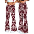 thumbnail image 4 of Tnhcen Women's Casual Loose Print Flare Yoga Pants Athletic Workout Leggings Plus Size S - 2XL Elastic Waist Wide Leg Trousers Polyester Spandex Milk Silk Brushed Fabric, 4 of 7