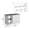 thumbnail image 6 of DEPOT E-SHOP Kitchen Island with Storage - Coral Kitchen Cart, Large Countertop, Shelves & Cabinet-Color:White/Brown, 6 of 6