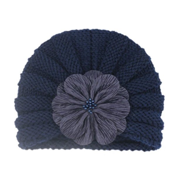 Sombreros a rayas de flores para bebés, gorros de lana de punto suave, decoración de ropa, accesorios de turbante, regalo de cumpleaños