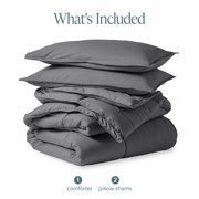 Bare Home Goose Down Alternative Comforter Set, Premium 1800 Collection, with Pillow Shams, 3 Piece Set, Queen, Gray