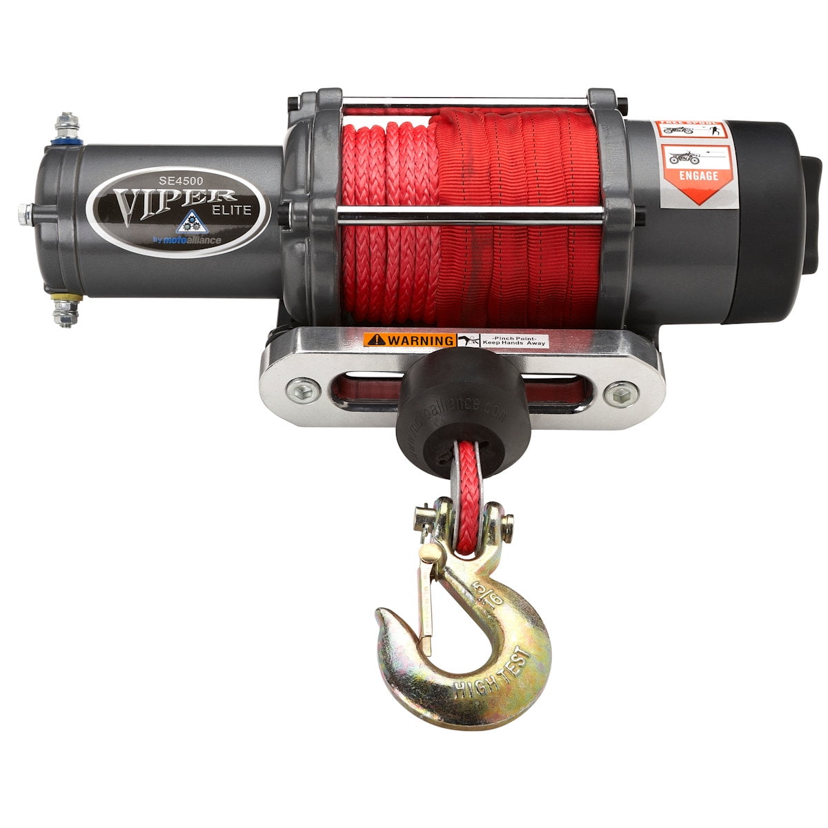 MotoAlliance VIPER Elite UTV Winch 4500lb- 65 Feet RED Rope, Wireless ...