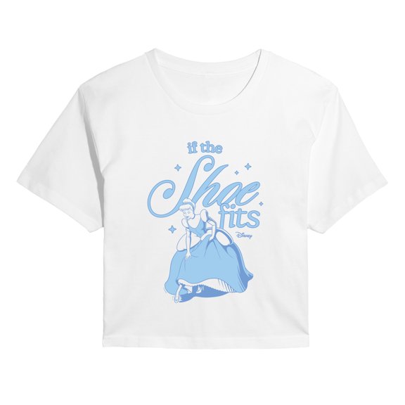 Disney - Cinderella If The Shoe Fits - Juniors Cropped Graphic T-Shirt