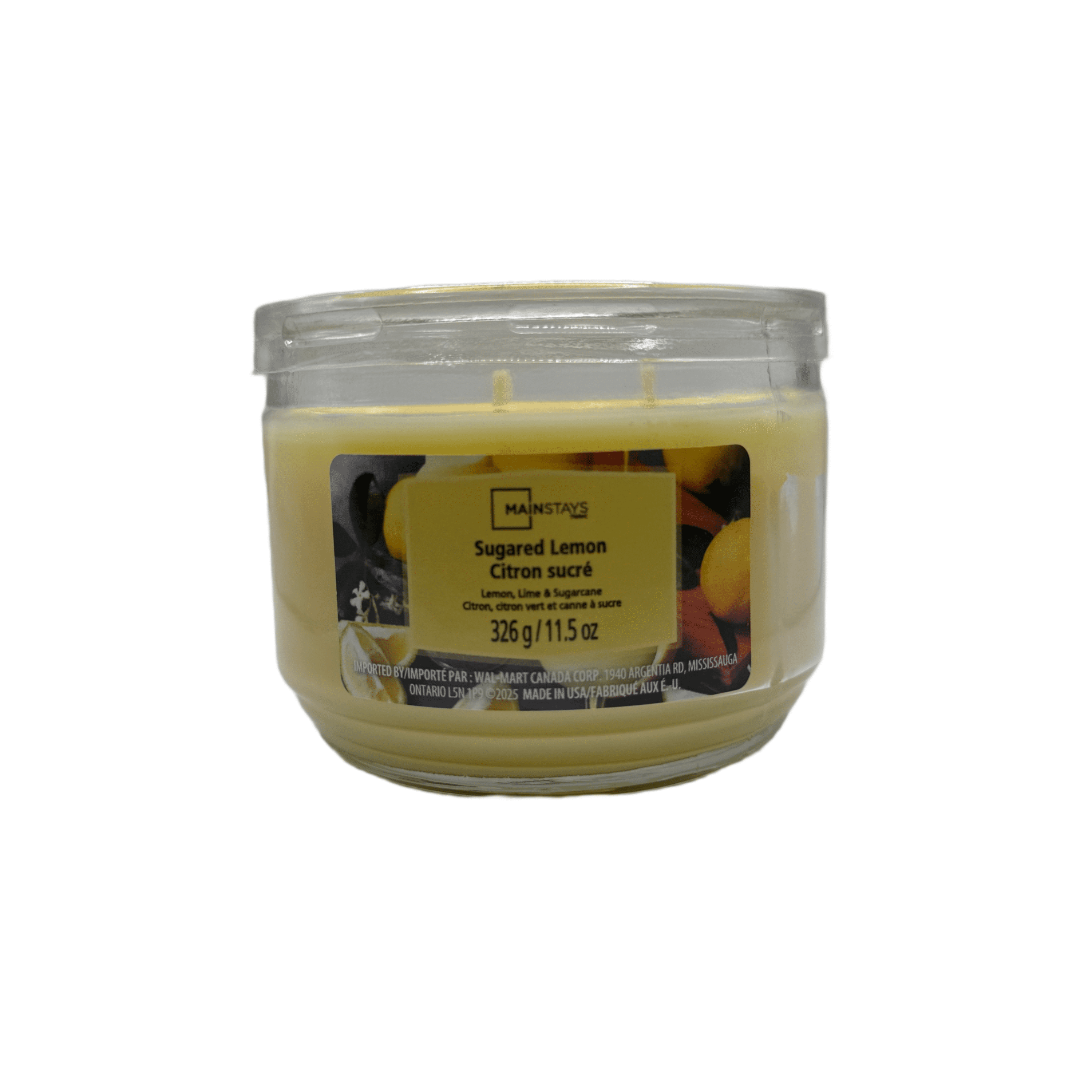 Mainstays Sugared Lemon Scented 3-Wick Glass Jar Candle, 11.5 oz.