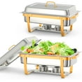 thumbnail image 1 of 9L Alcohol Chafing Dish, 8QT 2 Pack, with 201 Stainless Steel - Stronger Material & Foldable, Easy and Quick to Install, Perfect Keep Food Warm or Cold, Wide Application, Complete Component Included, 1 of 7