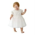 thumbnail image 1 of Robe Blanche de Baptême pour Bébé Fille à Manches Courtes, 1 of 6