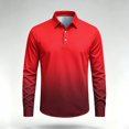 thumbnail image 4 of AKOEE Polos Golf Shirts for Men Gradient Color Button Collared Tops Sports Casual Long Sleeve Blouses, Red 4XL, 4 of 6