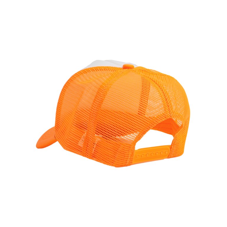 Top Headwear Blank Trucker Hat - Mens Trucker Hats Foam Mesh Snapback White/Neon Orange