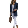 thumbnail image 1 of ZHAOCHENG Blazer de manga larga con cuello de solapa para mujer, traje de corte entallado para oficina, chaqueta formal de trabajo, abrigo, prendas de vestir exteriores, 1 of 3