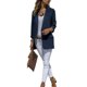 thumbnail image 1 of Blazer de manga larga con cuello de solapa para mujer, traje de corte entallado para oficina, chaqueta formal de trabajo, abrigo, prendas de vestir exteriores, 1 of 3