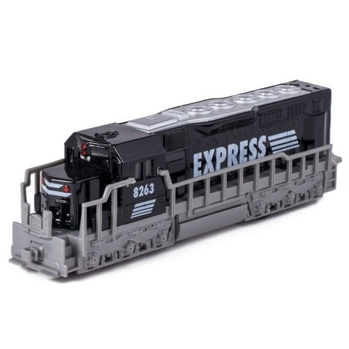 7 black die cast freight train toy with pull back action by kinsmart