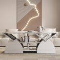 thumbnail image 3 of Modern Rectangular Coffee Table with Storage Shelves - White Engineered Wood, 3 of 10