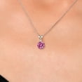 thumbnail image 3 of Gem Stone King 14K White Gold Pink Moissanite and White Diamond Pendant Necklace for Women | 0.82 Cttw | Gemstone Birthstone | Round 6MM | With 18 inch Chain, 3 of 6