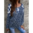 thumbnail image 3 of Two Tone Mixed Print Sweater Blue Small, 3 of 4