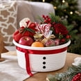 thumbnail image 4 of Twfbrm Christmas Gift Basket, 12 x 5 Inch Reusable Woven Basket with Red Ribbon, Black Buttons and Armless Handles Design, Holiday Decorative Woven Organizer Basket for Xmas Gifts, Home Decor, 4 of 6