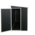 thumbnail image 3 of 8x4 ft Outdoor Resin Garden Shed with Door, Floor and 2 Windows, Plastic Patio Outdoor Storage Shed with Lockable Door for Garden Tools, Bicycles, Trash Cans, Black, 3 of 9