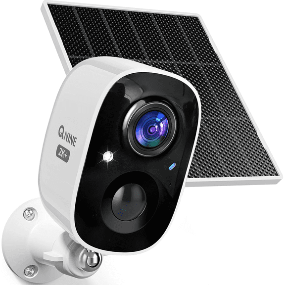 QNINE Solar Security Camera Outdoor Wireless, 2.5K 3MP WiFi Home Surveillance Camera with Solar Panel, Rechargeable Battery, Color Night Vision, PIR Motion Detection, IP66 Waterproof, 2-Way Audio