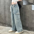thumbnail image 4 of JLMSPLWG Plus Size Skinny Jeans Girls Ripped Jeans Straight Leg Jeans Green Cargo Pants Sweat Pant Jeans Cargo Gift for Mom Birthday, Blue 11-12 Years, 4 of 9