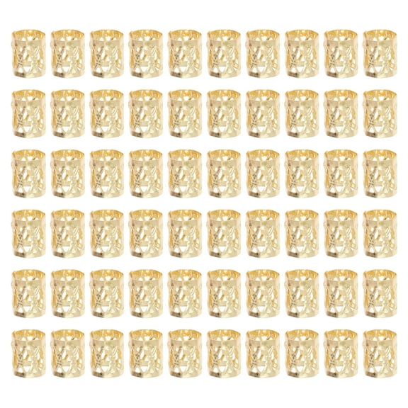 Unique Bargains 60 Hair Cuffs Dreadlock Hollow Dreadlock Hair Clips Gold Tone