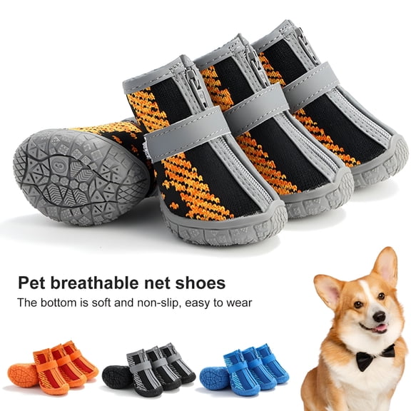 GASTROPOD 4Pcs Dog Boots Waterproof Camo Dog Shoes with Zipper, Outdoor Hiking Dog Booties Reflective Pet Sneakers with Rugged Anti-Slip Sole, Dog Paw Protectors for Small Medium and Large Dogs