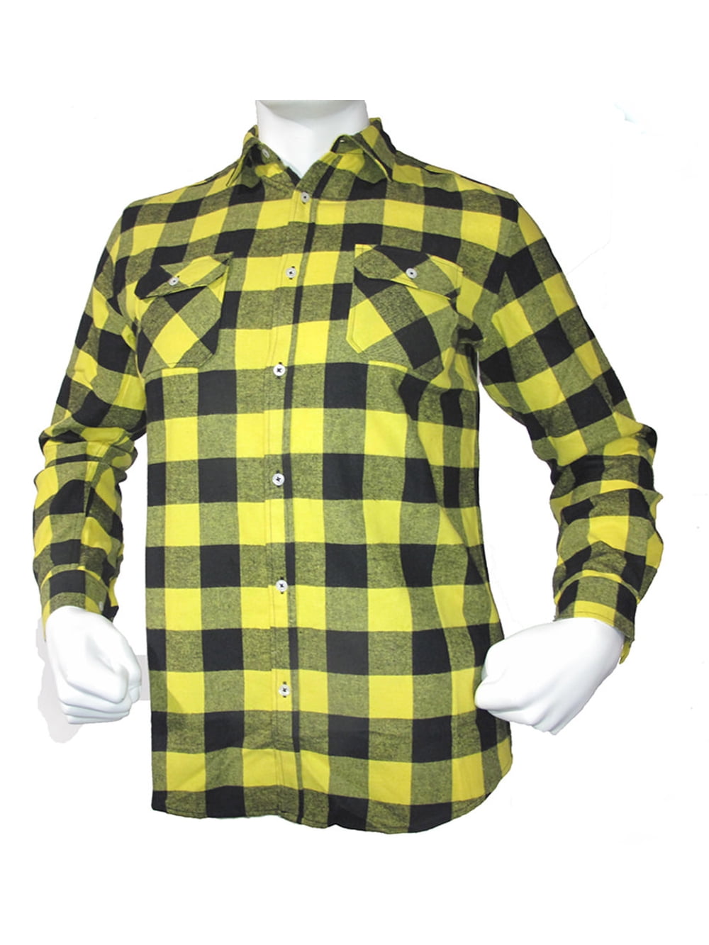 men's yellow and black flannel shirt