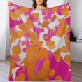 thumbnail image 5 of Pink and Orange Funky Preppy Throw Blanket Soft Cozy Flannel Fleece Warm Microfiber Blankets for Couch Sofa Bed 40"x50", 5 of 8