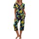 thumbnail image 1 of Lucakuins, conjunto de pijamas de 2 piezas para mujer, Tops florales de manga corta y pantalones capri elásticos, ropa de dormir suave para dormir Lucakuins moda, 1 of 6