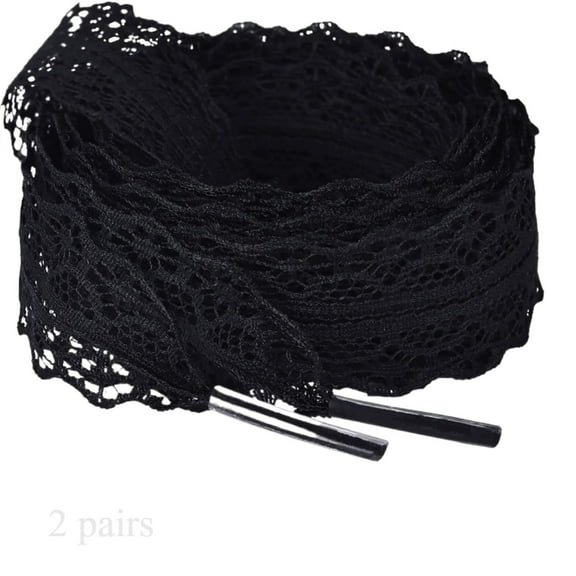 Lace Shoelaces 2 Pairs Fancy Ribbon Shoe Laces for Sneakers/boots etc(1.18×47in)