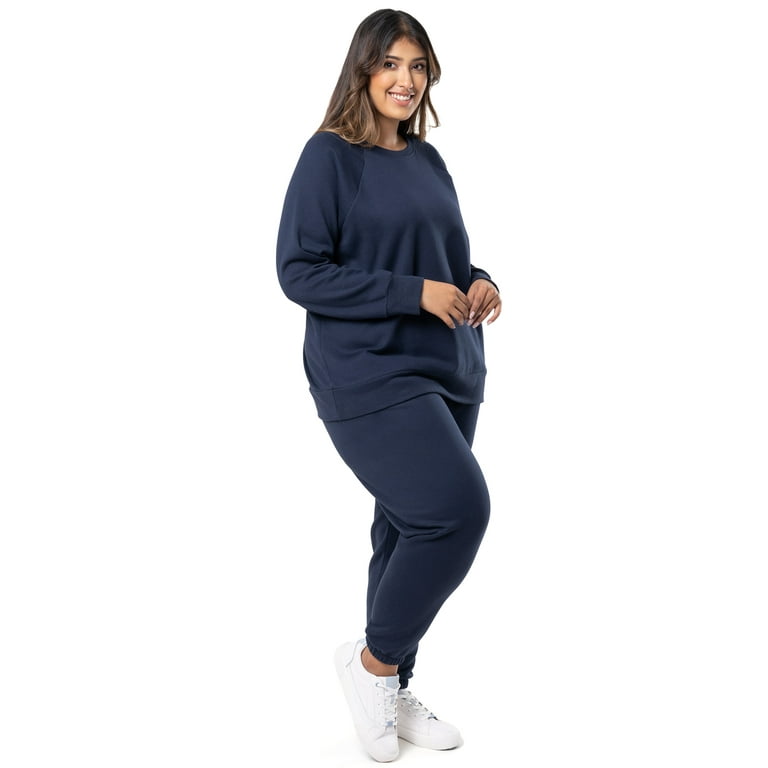 Terra & Sky Women's Plus Size Cotton Blend Fleece Sweatshirt and