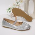 thumbnail image 3 of LuckLilac Girls Sliver Glitter Flats Flower Dress Ballet Flat Shoes for 2 Big Kid Party Wedding School, 3 of 5