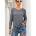 thumbnail image 2 of AXSAY Womens portability Casual Blouse Loose Long Sleeve Twist Knot T Shirts Round neck Knit Tops (M, Dark Grey), 2 of 7