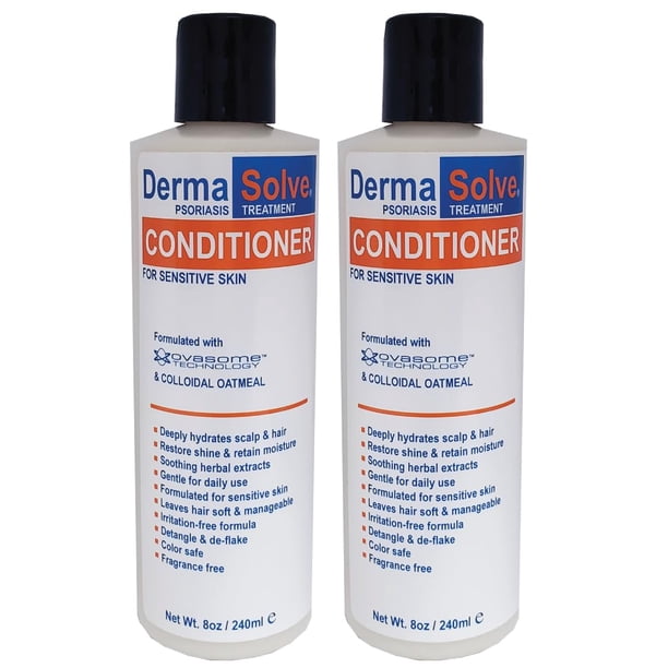 Dermasolve Acondicionador para psoriasis - Calmante anticaspa Dermatitis seborreica Piel sensible Escamosa Picazón Cuero cabelludo seco y reparación del cabello dañado - Paquete de 2