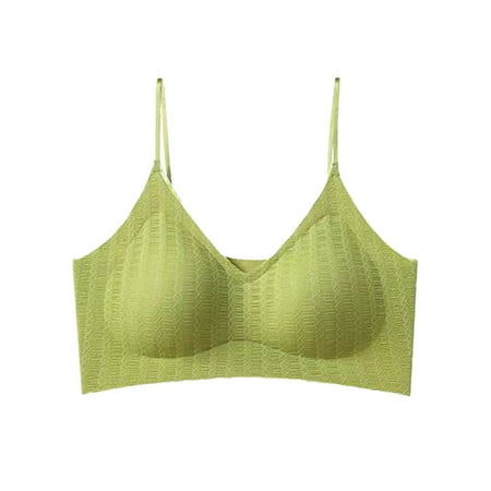 Blphud Women Lingerie Women Bra Sports Bras for Women Soft Trendy Lingerie for Women Plus Size U Shaped Cup Chest Gathered Vest Style Beauty Back Bra Underwear Green L