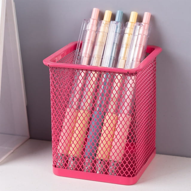 Metal Hollowed Out Desktop Storage Box Multifunctional Color Mesh Storage Box For Student Stationery