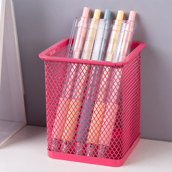 Metal Mesh Desk Organizer, Hollow Desktop Pen Holder, Multifunctional Office Supply Caddy, Study Tabletop Storage, Stationery Container for Utensils
