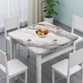thumbnail image 3 of White Marble Copper Line Pattern Square Fitted Tablecloth with Elastic Edge,Square Table Cover,Washable Elastic Table Cover for Home Kitchen Party Decor 34"x34", 3 of 6