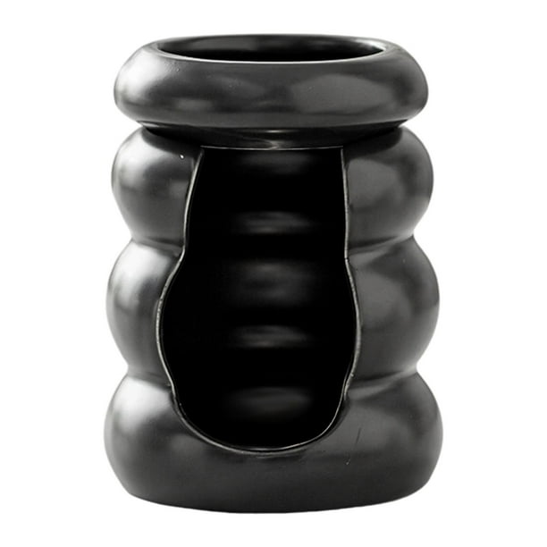 Quemador de aceite esencial de cerámica, portavelas para velas de té, decoración del hogar, difusor de aceite nórdico multiusos para fiestas, bodas y Negro