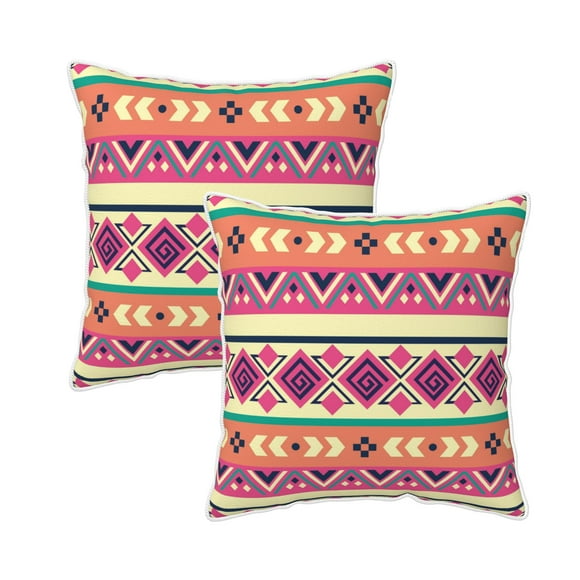 Velvet Decorative Throw Pillow Covers Set of 2, Soft Square Cushion Cover with Invisible Zipper Vintage Southwestern Native Bohemian Printing, 16"x16"