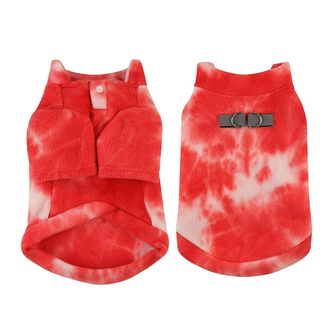 Tie Dye Dog Sweater Reflective Winter Coat Soft Turtleneck Pet Vest Warm Puppy Jacket With D Ring Leash For Small Dogs